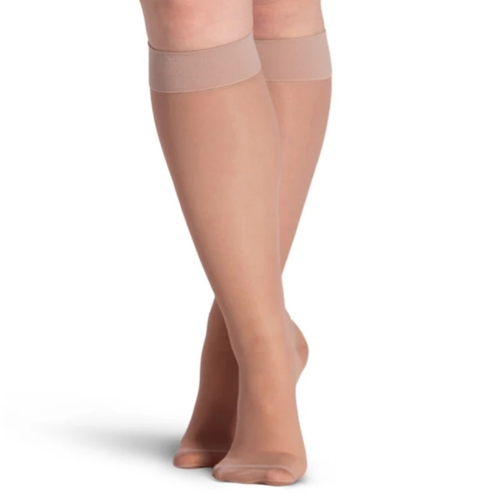 Sigvaris knee highs,Suntan 15-20mmHg light compression,sz B. New pair